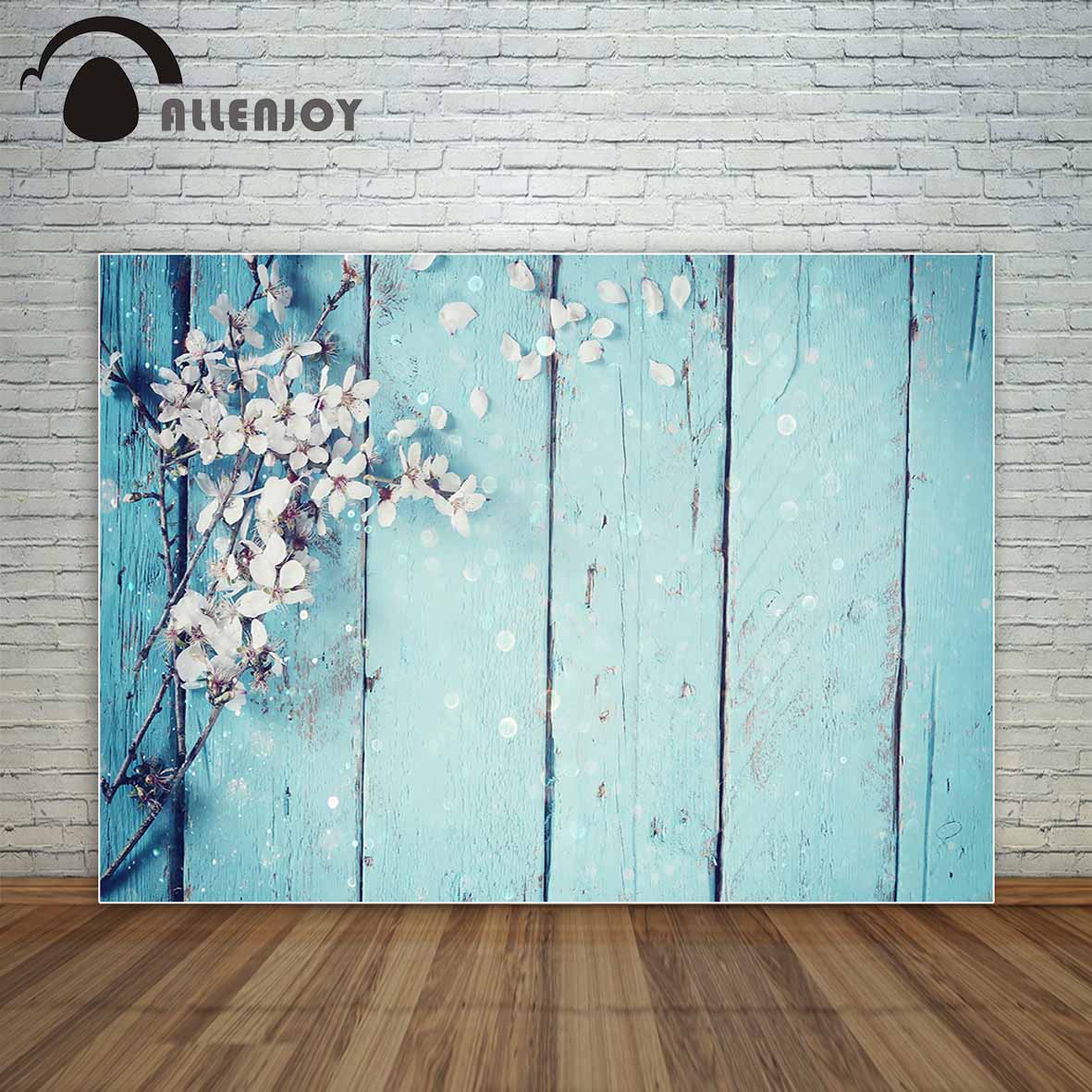 fresh white flowers old blue wooden board spring photo background fund studio backdrop photographic 