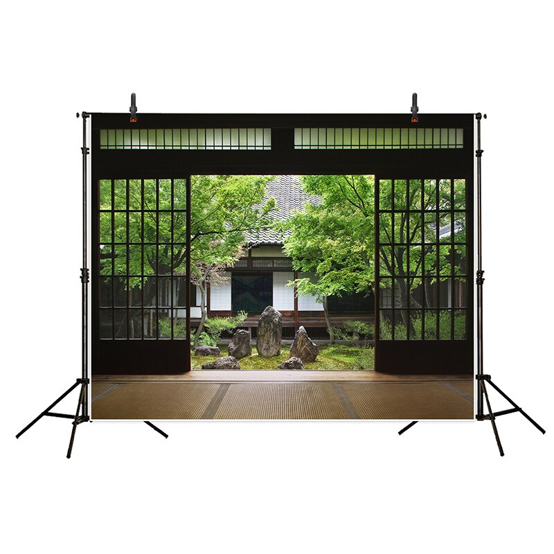 photography backdrops Japan Tatami room Washitsu Asian style rockery courtyard backgrounds photo studio vinyl 