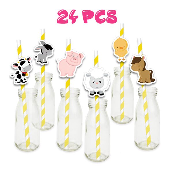 Farm Theme Party Cake Topper Animals Centerpiece Birthday Decorations Supplies Set 