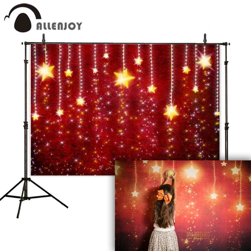 Christmas photographic backgrounds red glitter shiny stars party photo studio camera fotografica photophone vinyl PartyDecorHQ