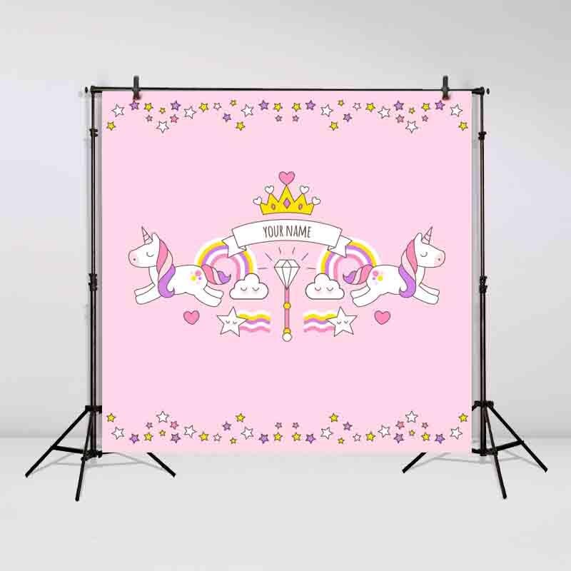 unicorn backdrop photo background Birthday Background Pink Crown Stars Children Custom fond vinyl 