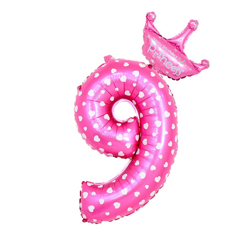 inch Number Foil Balloons Blue Pink Crown Balloon First Years Old Kid Boys Girls Birthday Baby Shower Party Decoration 