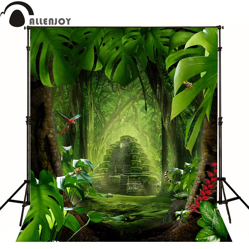 photographic background Mysterious ancient forest building kids boy princess photocall lovely PartyDecorHQ