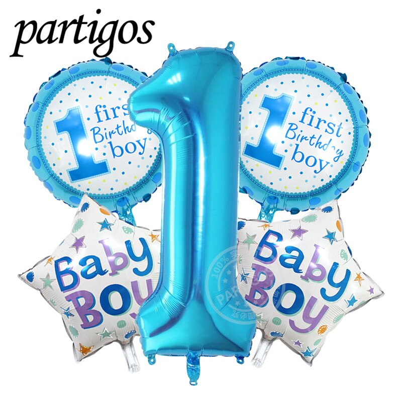 5pcs large blue pink number 1 aluminum foil balloons baby 1st birthday wedding birthday party baby shower decor air inflatable PartyDecorHQ