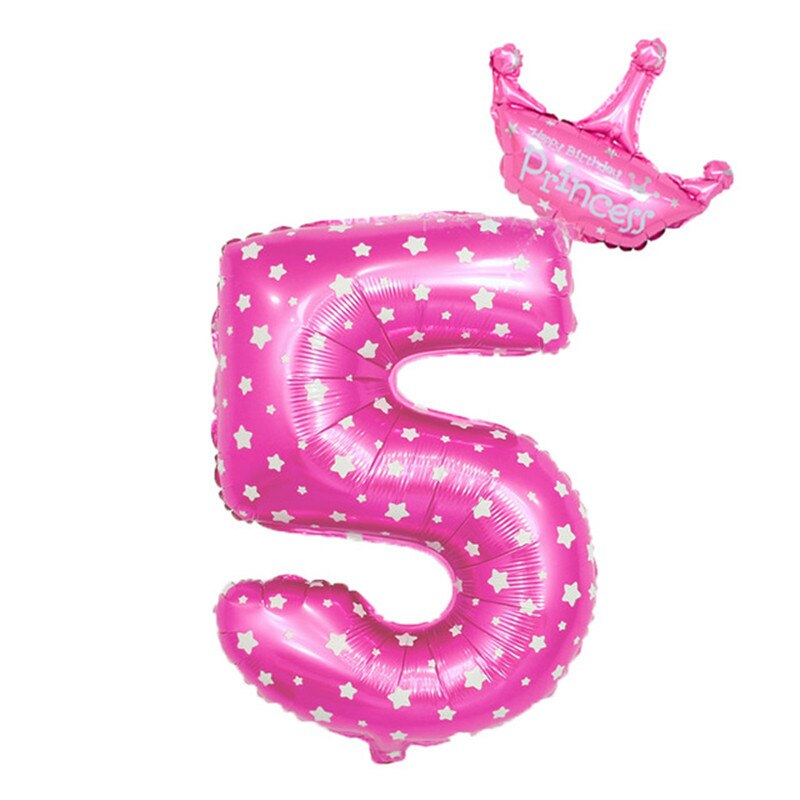 inch Number Foil Balloons Blue Pink Crown Balloon First Years Old Kid Boys Girls Birthday Baby Shower Party Decoration 