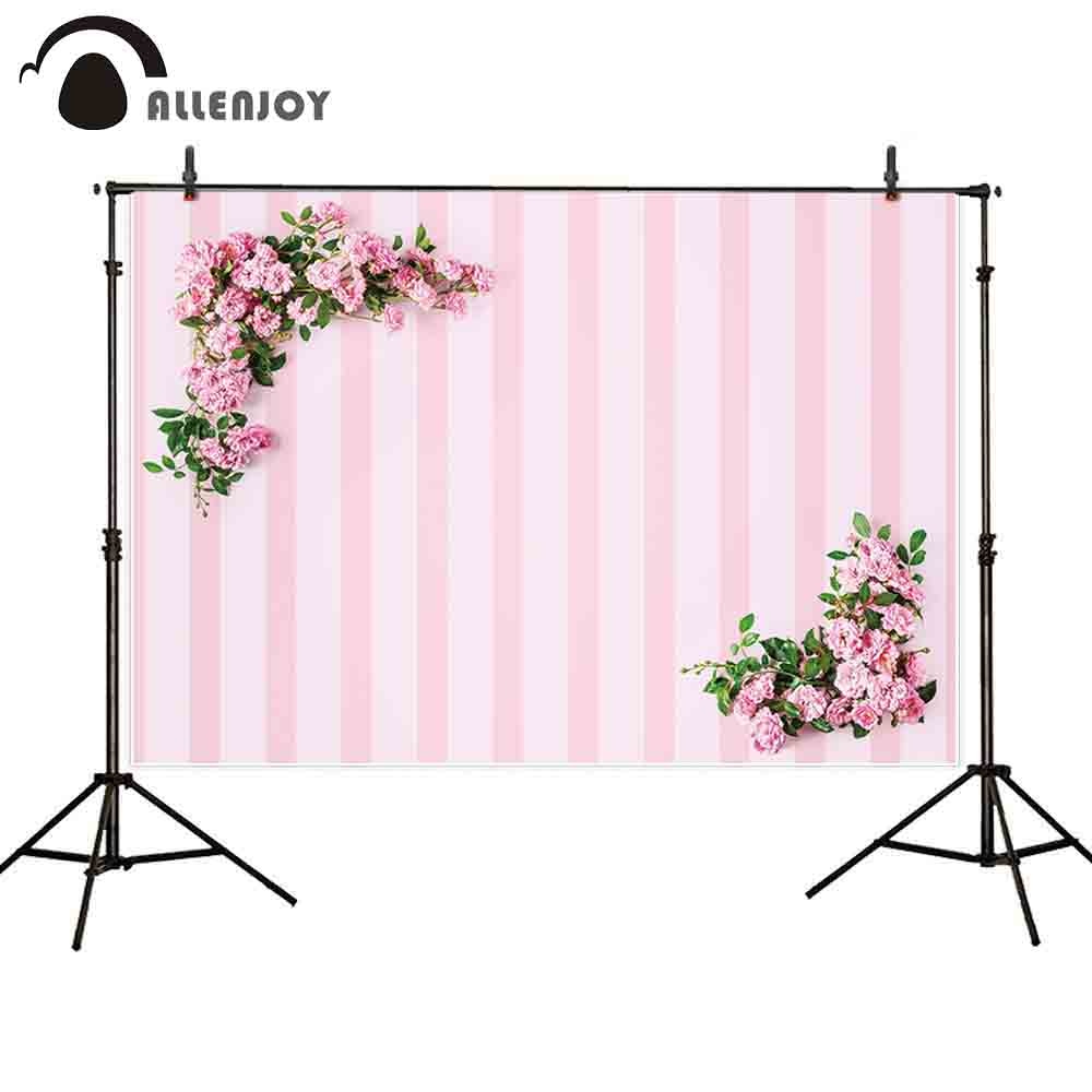 Flowers Romantic Wedding Party Backdrop Photocall Pink Stripes Decoration Fond Marriage Photozone Banner Background 