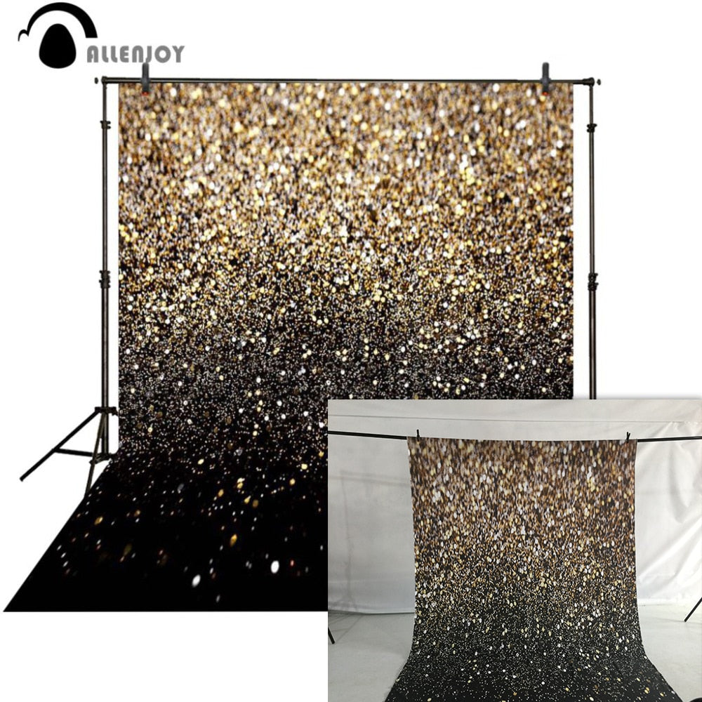 Photo Background Golden Black Shiny Glitter Bokeh Party Wedding Selfie Photography Backdrop Studio Photophone Photocall 