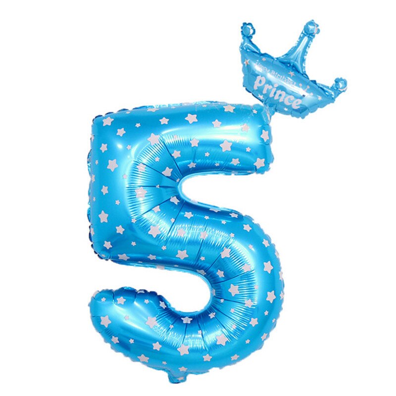 inch Number Foil Balloons Blue Pink Crown Balloon First Years Old Kid Boys Girls Birthday Baby Shower Party Decoration 