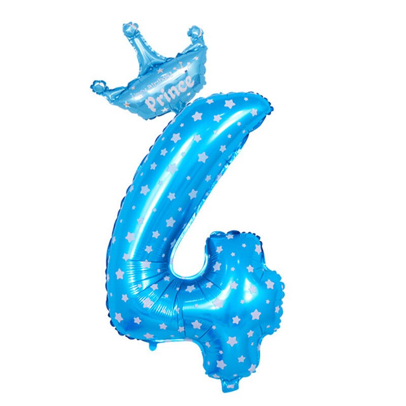 inch Number Foil Balloons Blue Pink Crown Balloon First Years Old Kid Boys Girls Birthday Baby Shower Party Decoration 