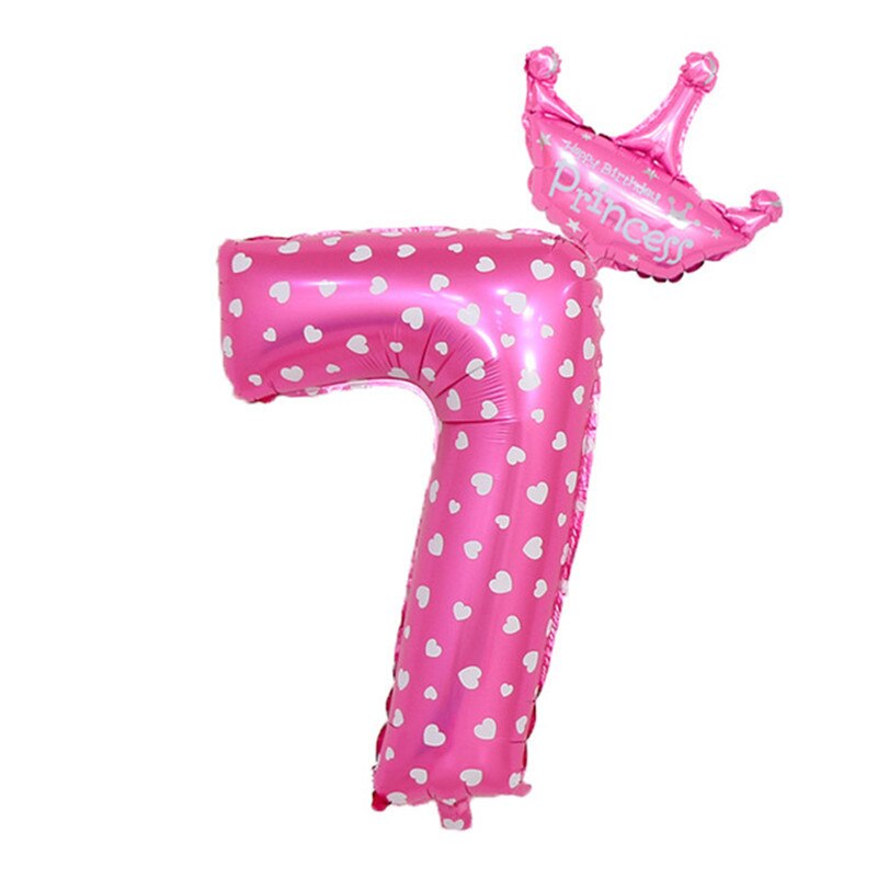 inch Number Foil Balloons Blue Pink Crown Balloon First Years Old Kid Boys Girls Birthday Baby Shower Party Decoration 