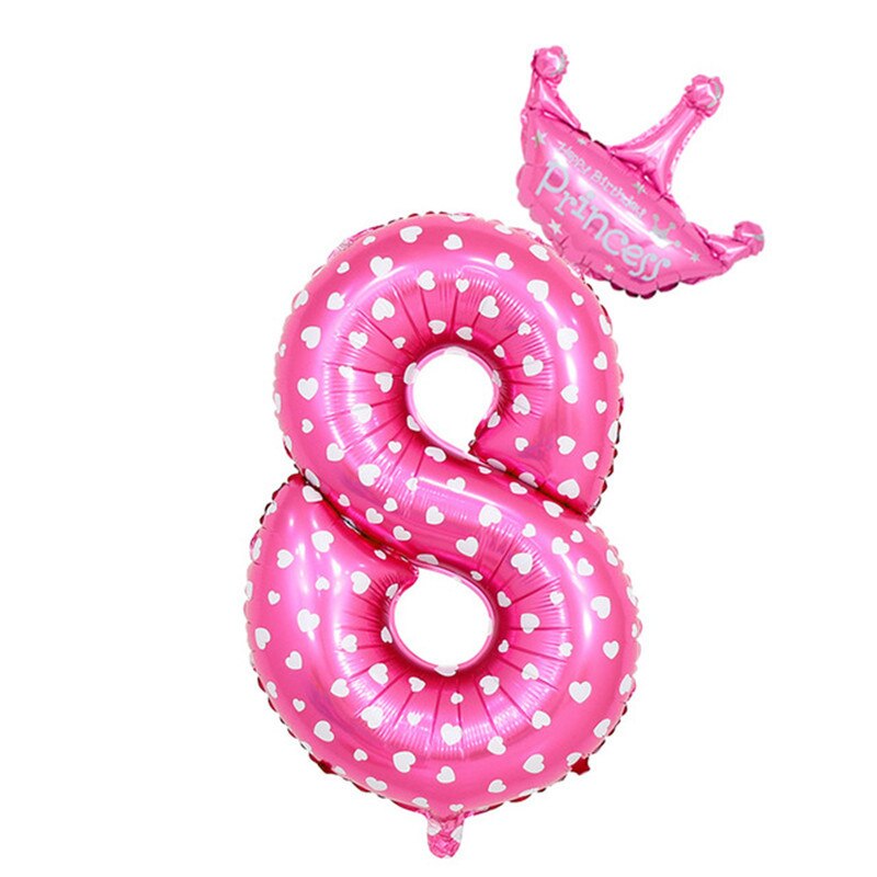 inch Number Foil Balloons Blue Pink Crown Balloon First Years Old Kid Boys Girls Birthday Baby Shower Party Decoration 