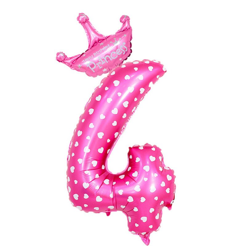 inch Number Foil Balloons Blue Pink Crown Balloon First Years Old Kid Boys Girls Birthday Baby Shower Party Decoration 