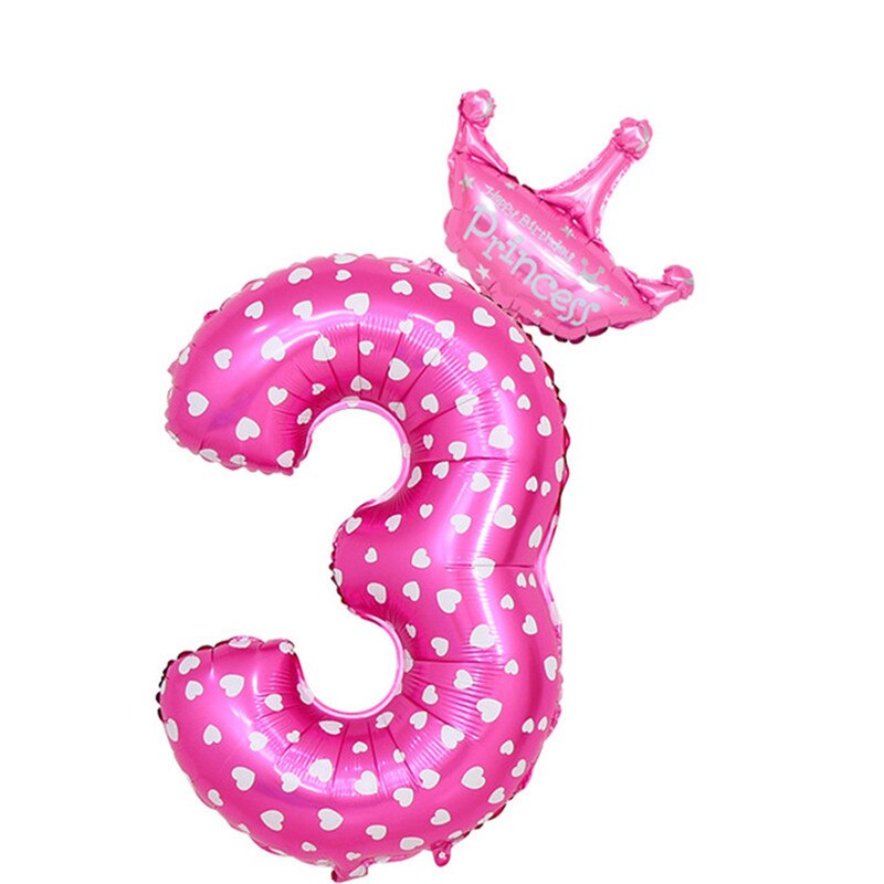 inch Number Foil Balloons Blue Pink Crown Balloon First Years Old Kid Boys Girls Birthday Baby Shower Party Decoration 