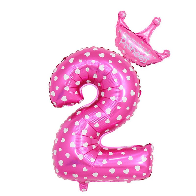 inch Number Foil Balloons Blue Pink Crown Balloon First Years Old Kid Boys Girls Birthday Baby Shower Party Decoration 