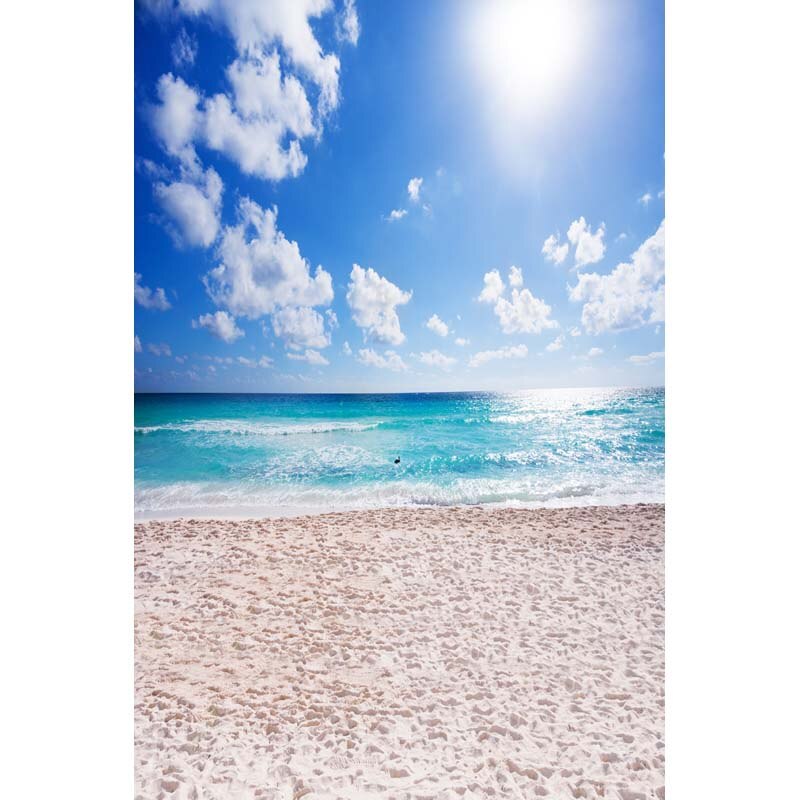 scenery photo backdrop Beach footprints sky sun blue sea photocall shoot background studio 