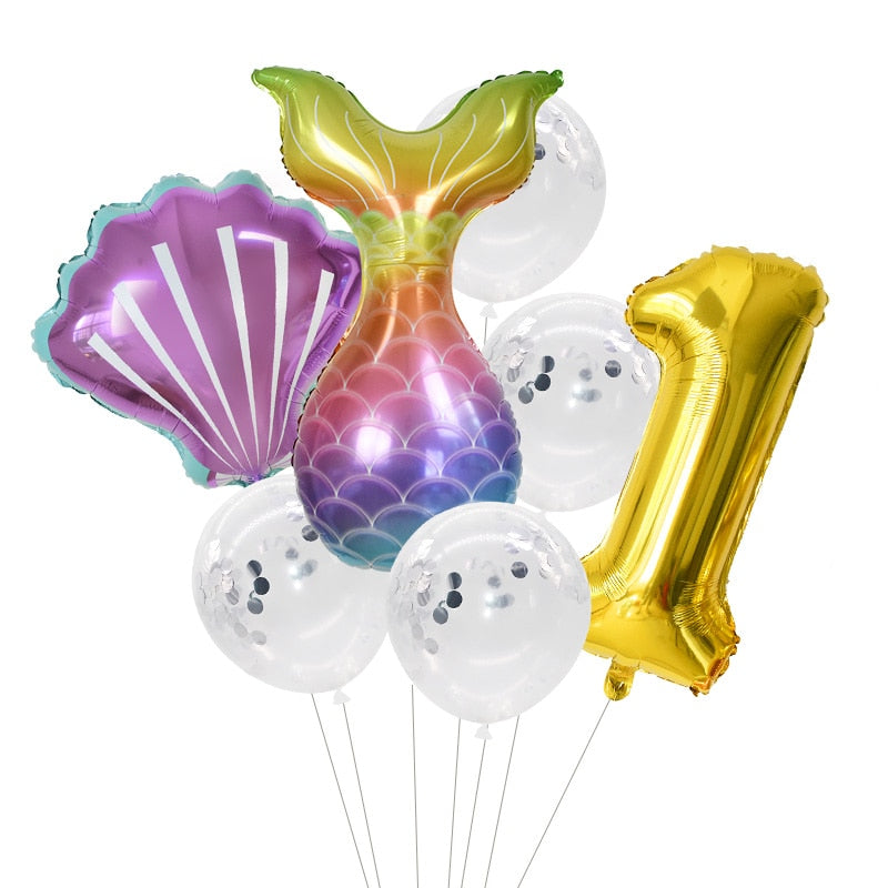 Pcs/Set Mermaid Party Number Foil Balloon Combination Baby Shower Birthday Decorations Helium Balloons 