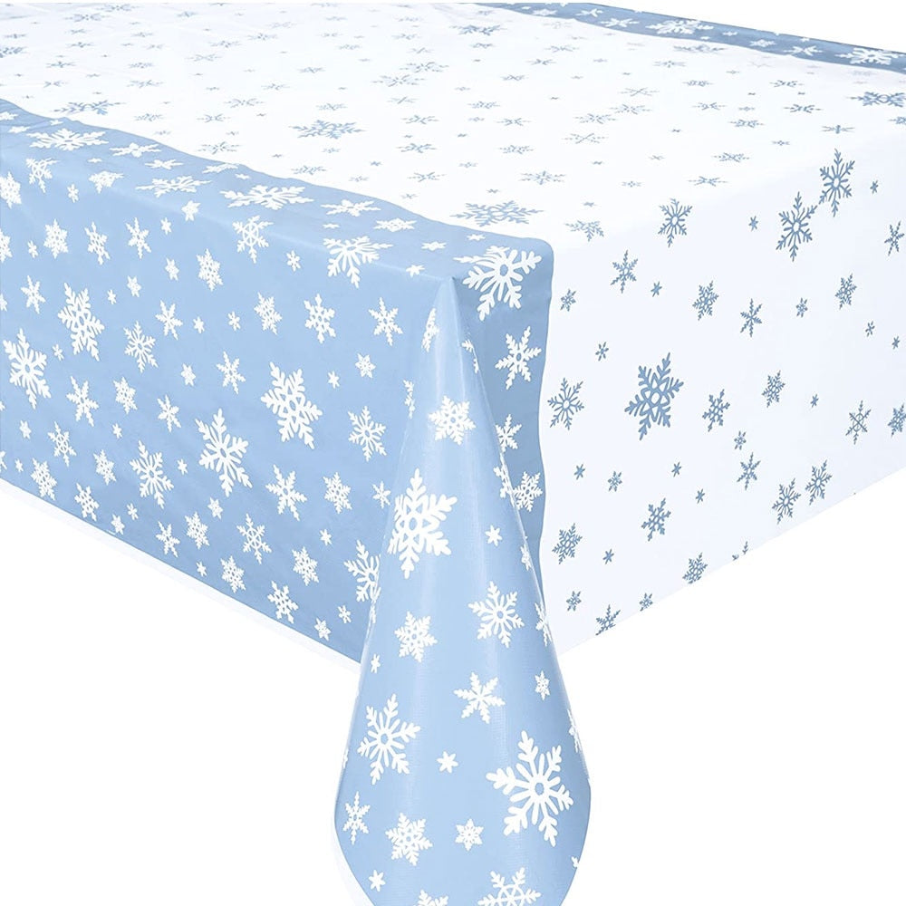 Reusable Tablecloth Snowflake Theme Birthday Party Decorations Kids Girl Year Supplies Tableware 