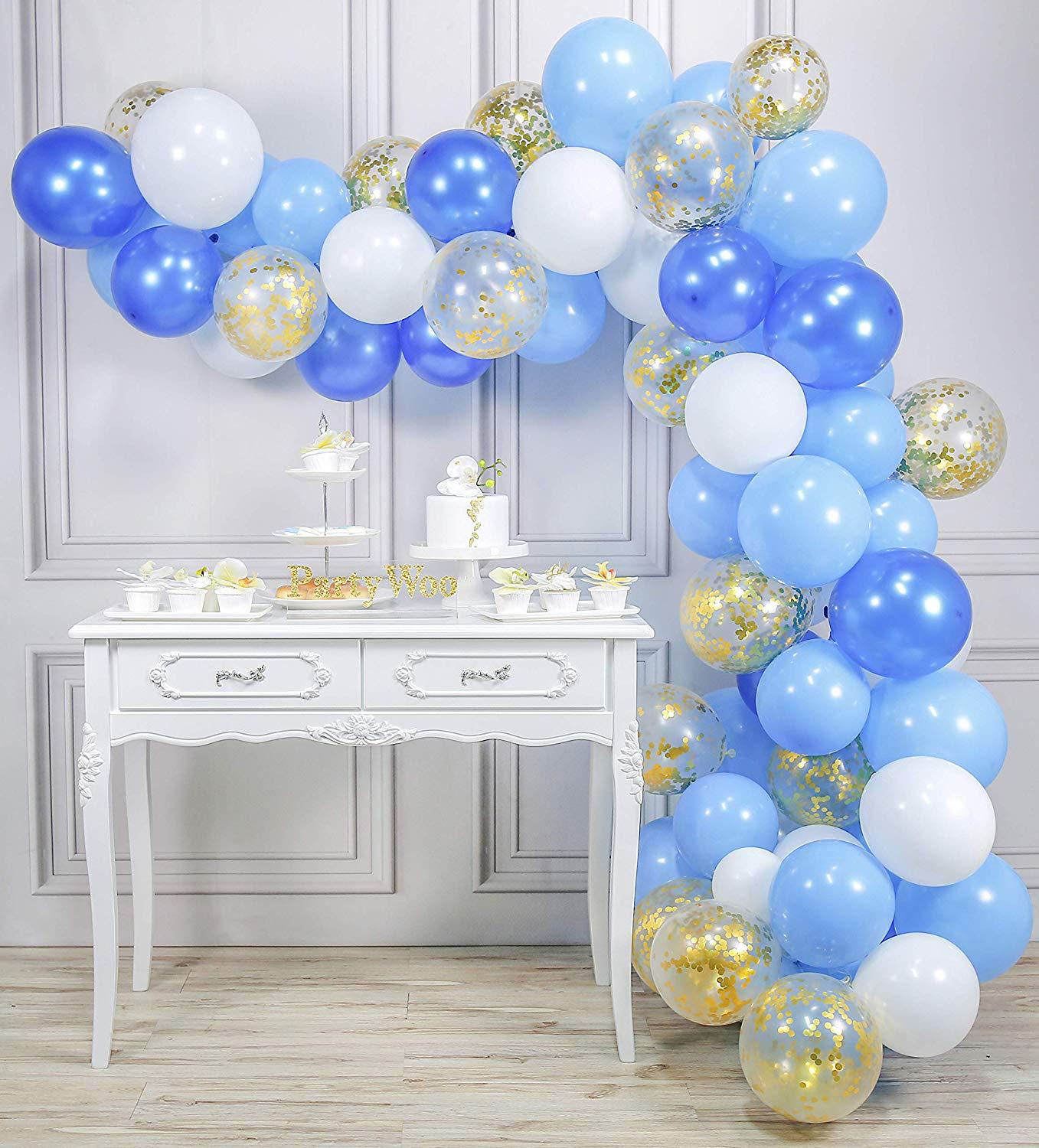 PCS Party Decoration Blue White Latex Balloon Set Confetti Baby Shower Boys Girl Birthday Supplies 