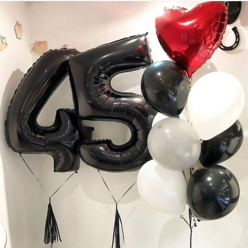 pcs inch Black Number Balloons Digit Foil Balloon Kids Adult Birthday Party Decorations Globos Anniversary Balaos 