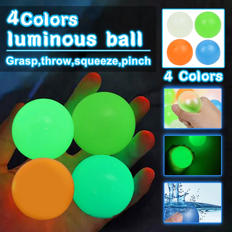 cm Luminous Balls High Bounce Glowing Stress Ball Sticky Wall Home Party Decoration Kids Gift Anxiety Toy Glow Dark 