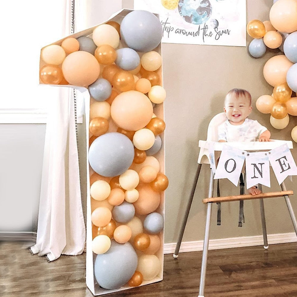 DIY Birthday Number Balloons Filling Box Frame Mosaic Heart Balls Anniversary Baby Shower Wedding Decorations Party Backdrop 