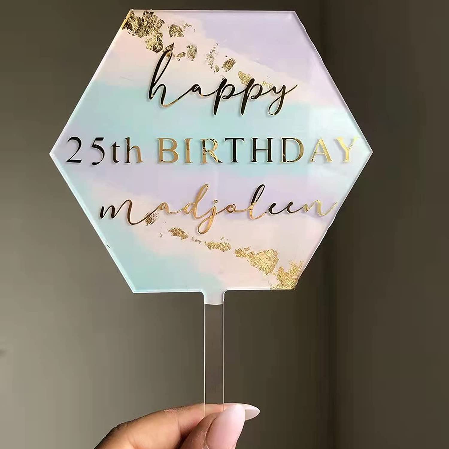 PCS Hexagon Acrylic Cake Toppers Clear Blank Circle DIY Birthday Topper Wedding Baking Decoration Tool 