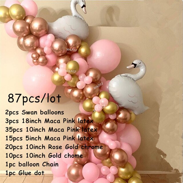 Swan Balloon Garland Arch Kits Pink Rose Latex Balloons White Helium Ballon Wedding Birthday Party Decor Backdrop Globos Inflatable Decorations