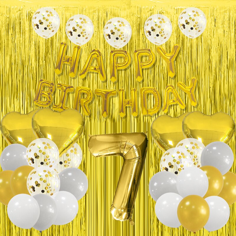 Happy Birthday Party Decorations Gold Latex Balloons Kit Foil Curtain Confetti st th 