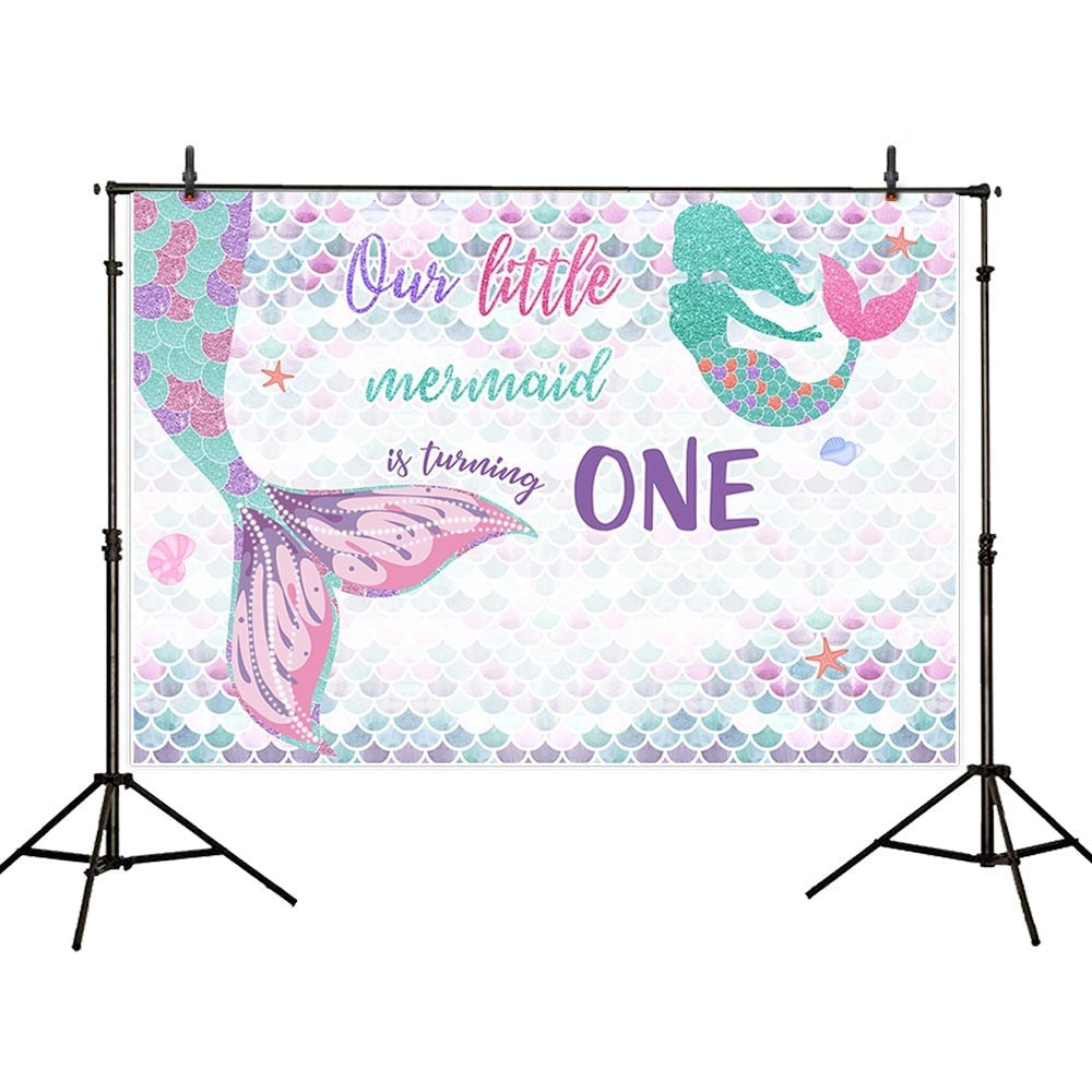 st birthday background mermaid baby tail glitter starfish party photo studio photography backdrops photozone vinyl 