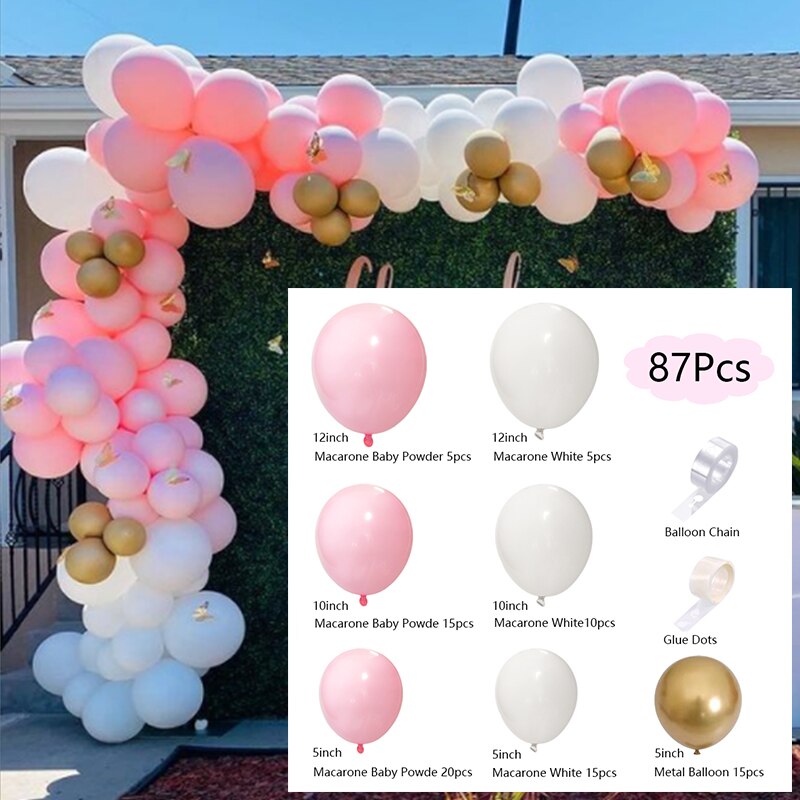 Macaron Balloons Arch Set Pink White Golden Balloon Garland Wedding Baby Baptism Shower Birthday Party Decoration Inflatable Decorations