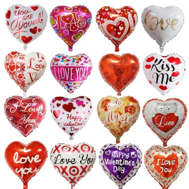 pcs/lot inch Heart Balloons Wedding Decor Valentine's Days Love Aluminium Foil Helium Ballon Decoration Globos 