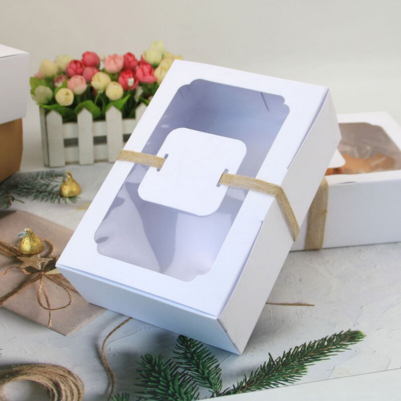 pcs Kraft Paper Candy Box Gift PVC Clear Window DIY Cookies Package Boxes Christmas New Year Wedding Party Decoration 