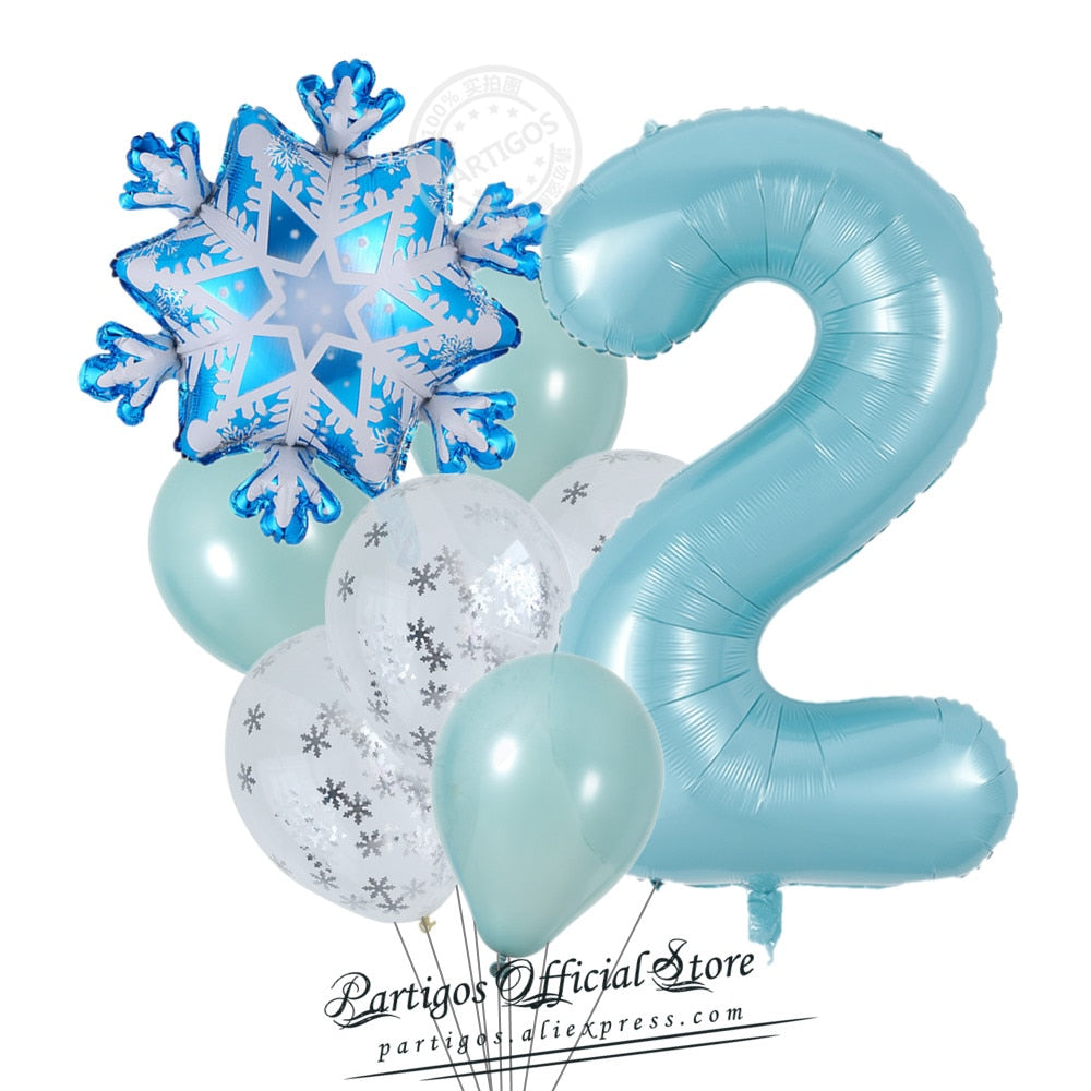 set Mix Snowflake Foil Balloons inch Ice blue number ballons Winter ice snow Party Birthday party Decoration Elsa Ballon 