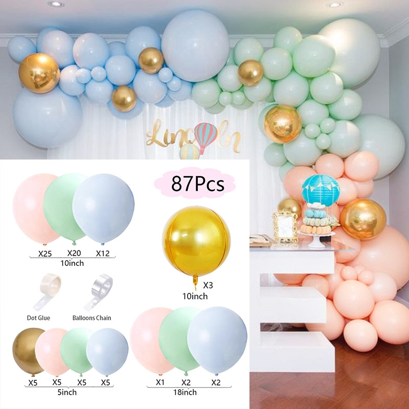 Balloon Arch Set Pink Blue White Confetti Garland Wedding Baby Baptism Shower Birthday Party Balloons Decoration Inflatable Decorations