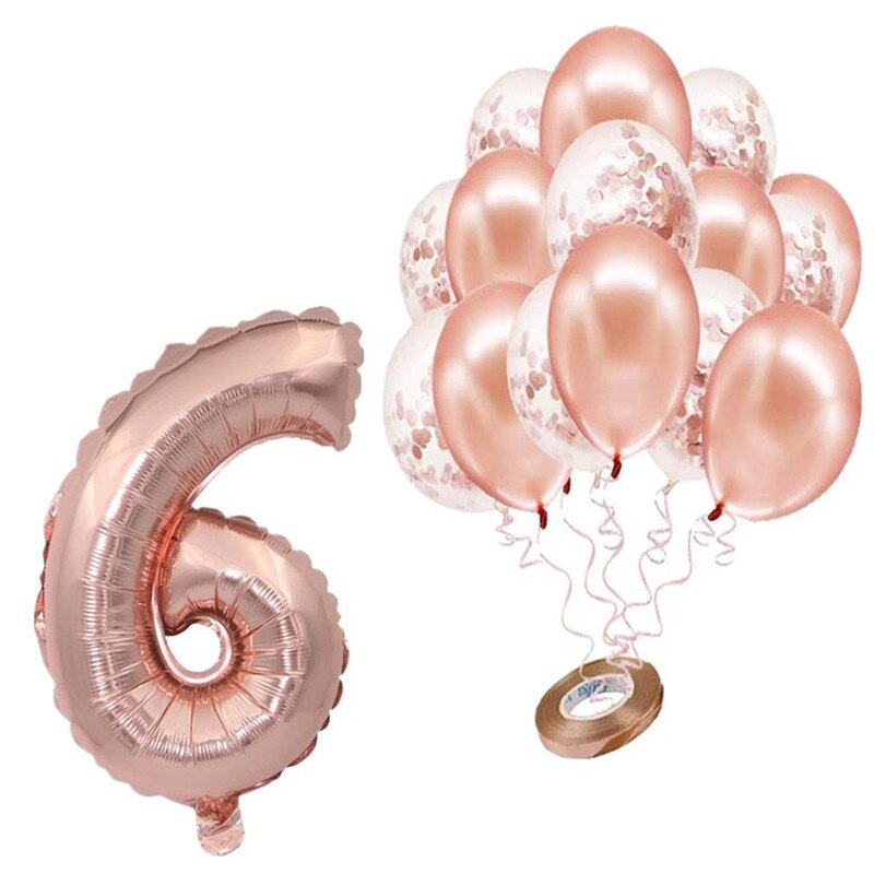 pcs/lot Rose Gold Number Foil Balloons Happy Birthday Baby Shower Kids st Party Decorations Balloon 