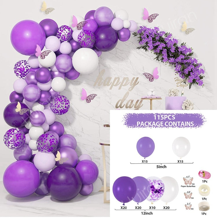 Purple Pink Balloons Garland Arch Kit Macaroon Latex Ballons Wedding Birthday Party Decor Kids Adult Girl Baby Shower Ballon Inflatable Decorations