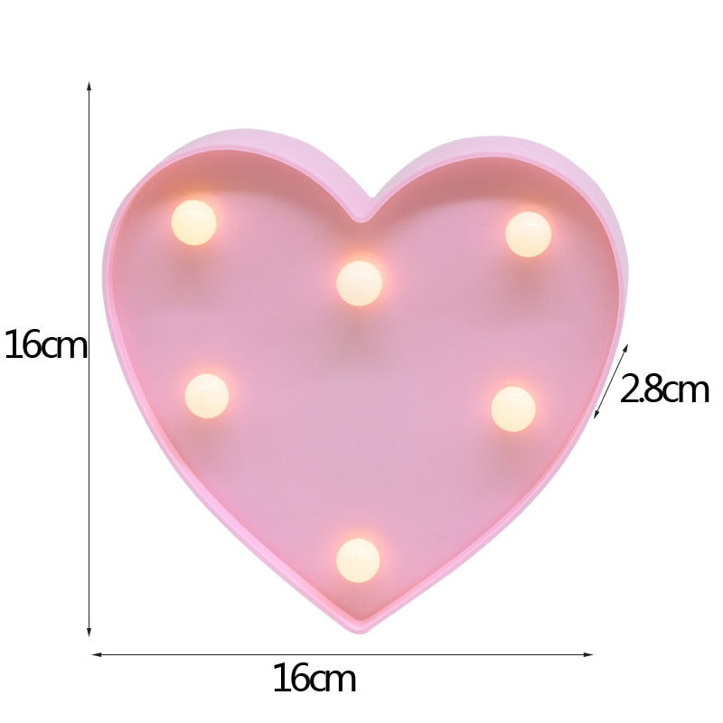 Pc LED Letter Night Light Alphabet Heart Number Plastic Wedding Valentines Day Ornament Birthday Party DIY Decoration 