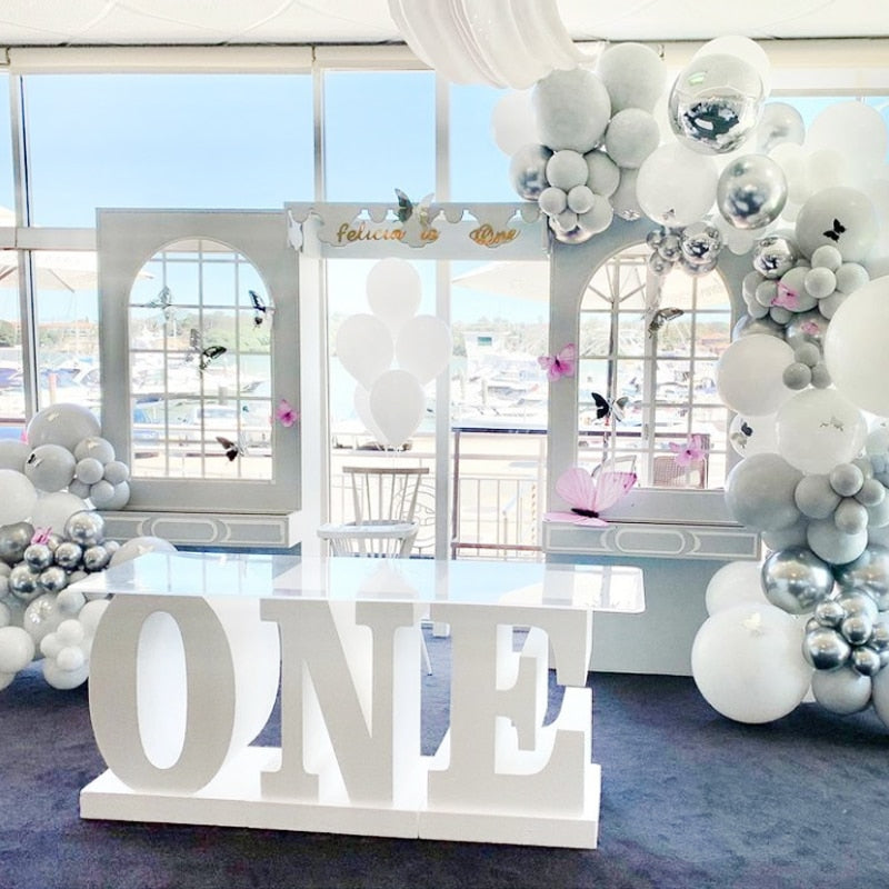 Pcs Balloons Arch Set White Silver Balloon Garland Baby Baptism Shower Wedding Birthday Party Kit Decoration Inflatable Decorations