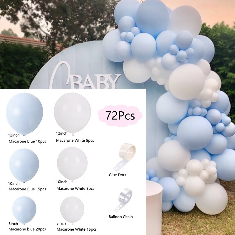 Latex Balloons Arch Set Blue White Balloon Garland Birthday Party Baby Baptism Shower Wedding Anniversary Decoration Inflatable Decorations