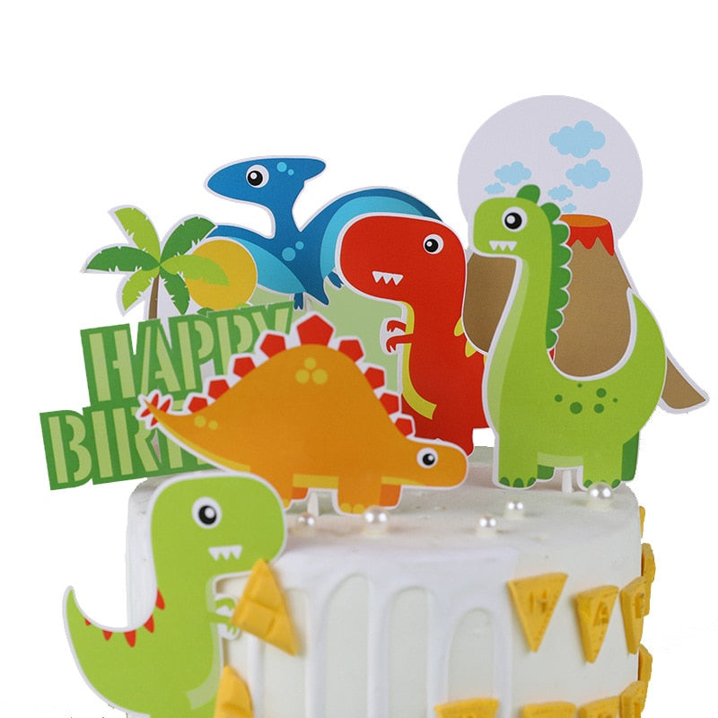 Dinosaur Sea Theme Party Cake Topper Jungle Safari Animals Birthday Decor Boy 