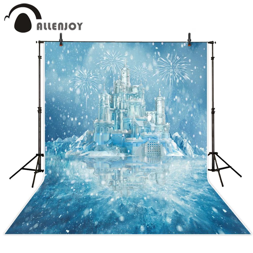 Ice Frozen Blue Fairytale Castle Photography Winter Snow Party Backdrop Children Baby Portrait Photo Background Studio PartyDecorHQ