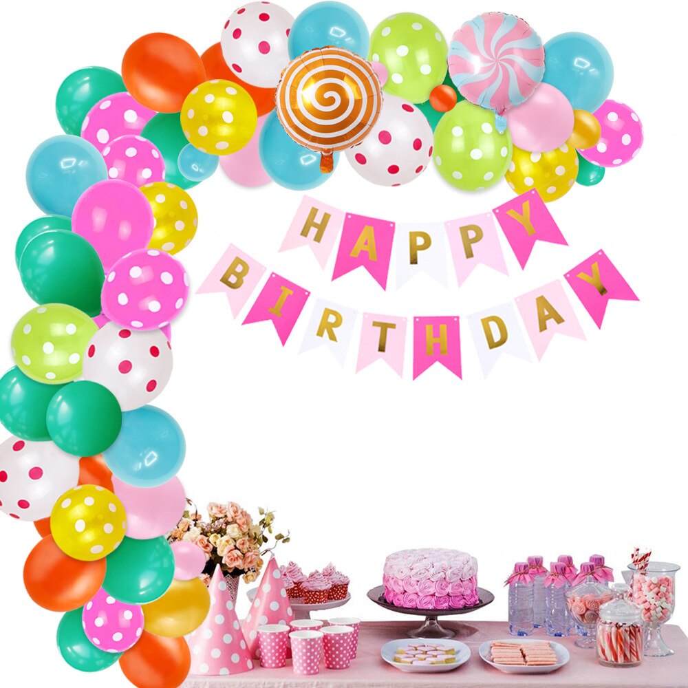 Donut Theme Birthday Decoration Balloon Set Ice Cream Candy Foil Girl st nd rd Party Supplies 