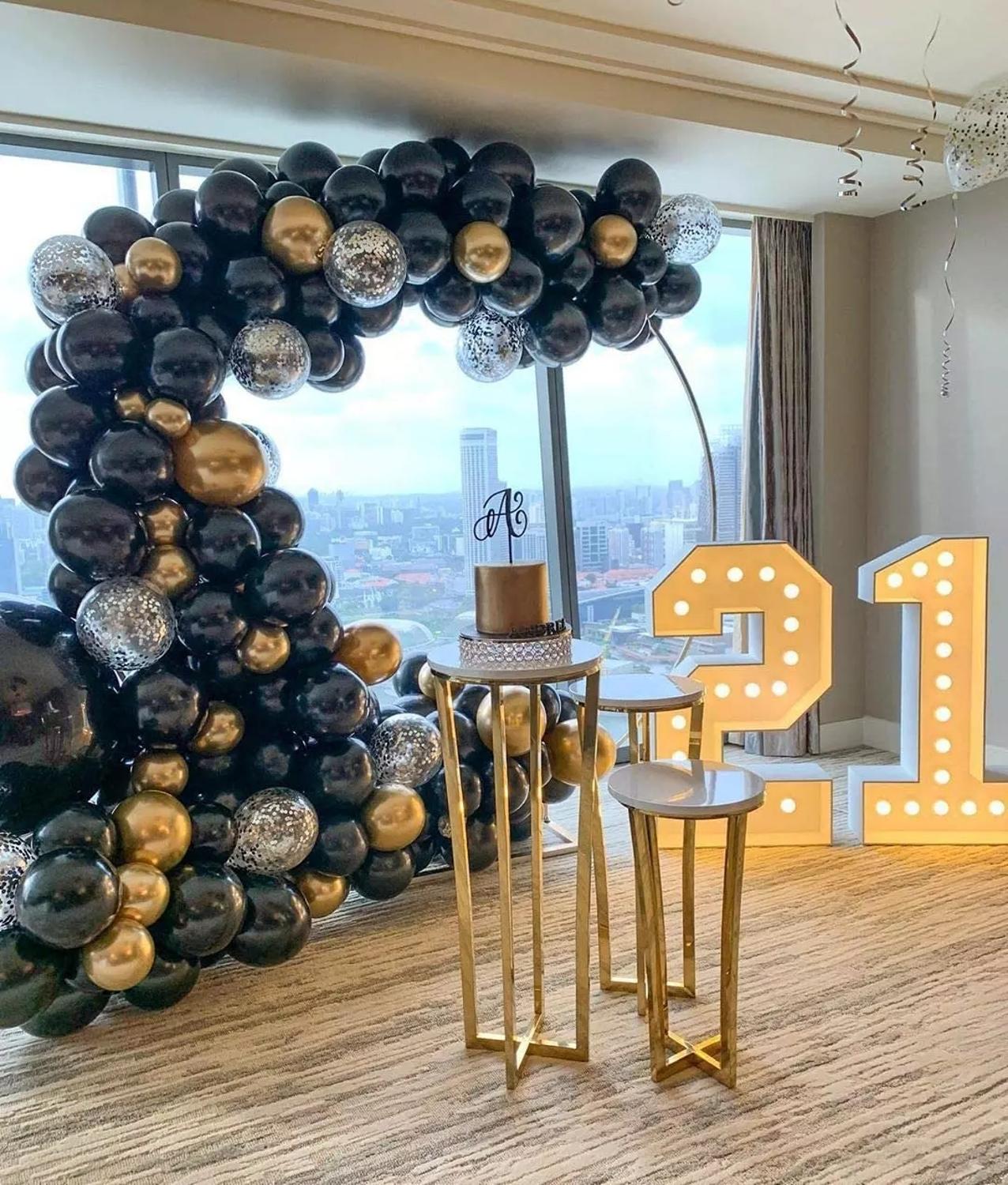 pcs Chrome Gold Latex Black Balloons Arch Garland Kit Silver Metal Globos Wedding Party Birthday Decoration New Year Deco Inflatable Decorations