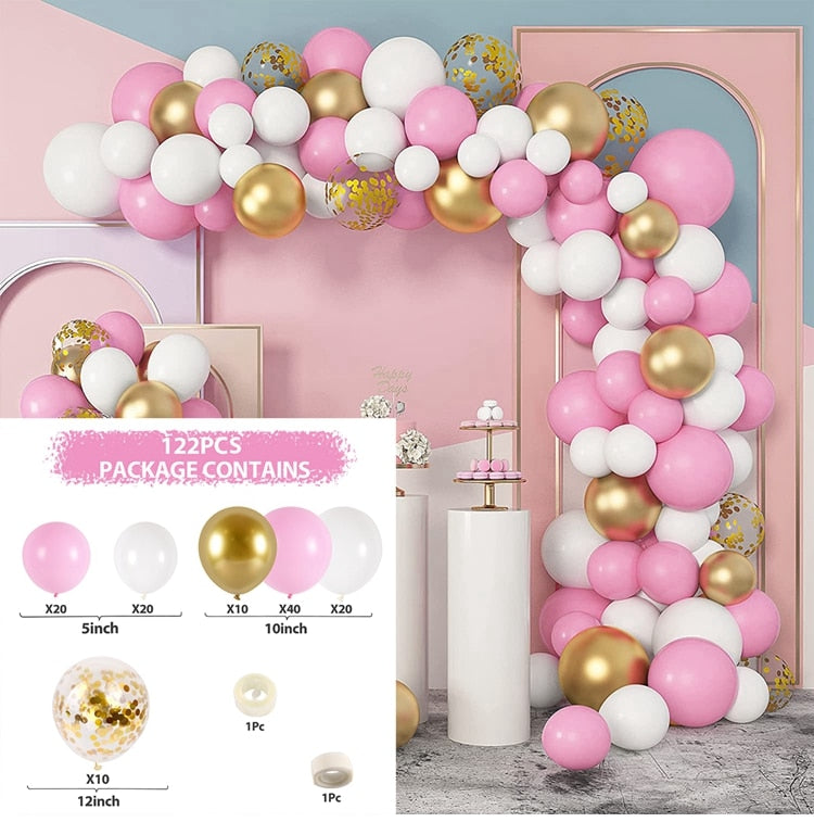 Macaron Pink Balloon Garland Arch Kit Wedding Birthday Party Decoration Kids Globos Rose Gold Confetti Latex Ballon Baby Shower Inflatable Decorations