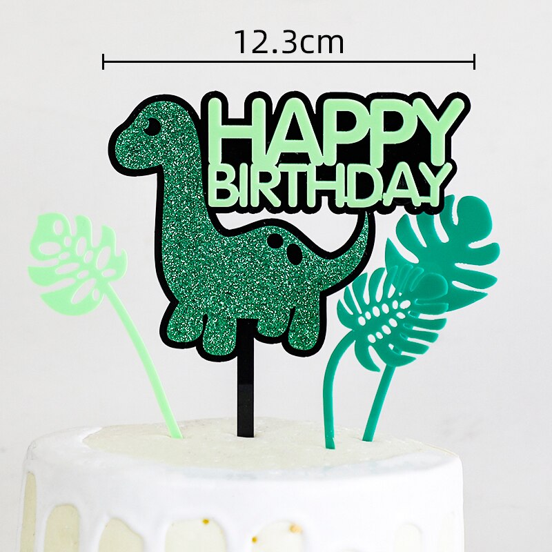 Cartoon Baby Green Yellow Dinosaur Soft pottery trees Boy's Birthday Cake Topper Dessert Decoration Decor 