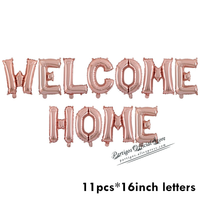 set inch Rose Gold Welcome Home Letter Foil Balloons Back Event Party supplies Inflatable Air globals Decor 