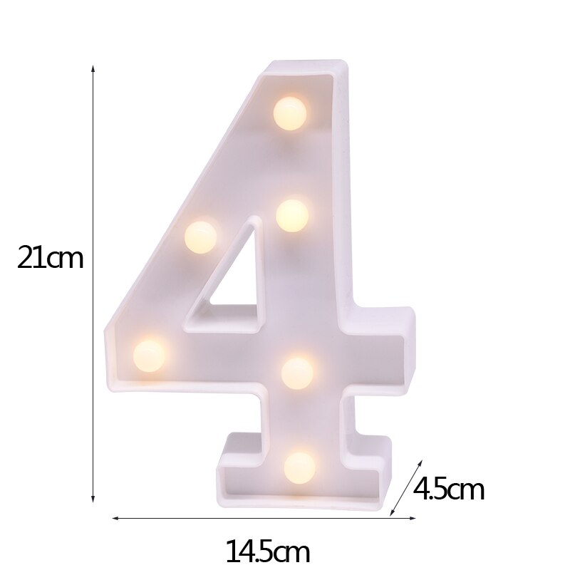 DIY LED Letter Numbers Night Light Wall Hanging Decoration Wedding Birthday Party Alphabet Digit Symbol Sign without Battery 