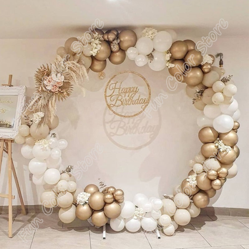 pcs Sand White Balloons Garland Arch Kits Latex Golden Happy Birthday Party Welcome Decoration Events Wedding Baby Shower Kit Inflatable Decorations