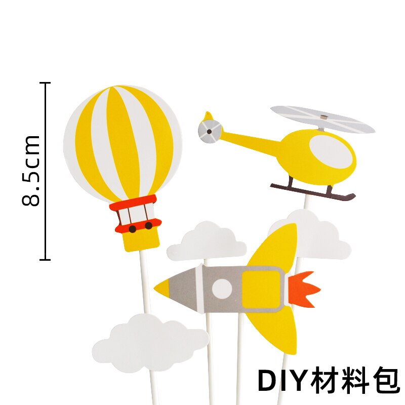 Cartoon Cloud Fighter Windmill Pilot Girl Boy Happy Birthday Cake Topper Baking Suplies Party Decoration Kid Sweet Gifts 