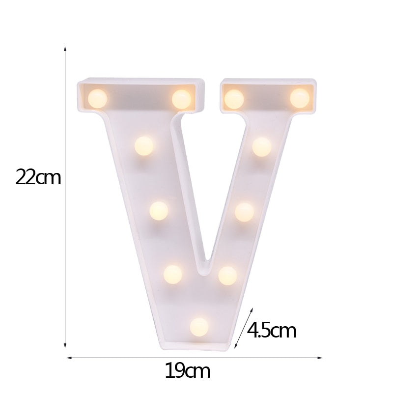 DIY LED Letter Numbers Night Light Wall Hanging Decoration Wedding Birthday Party Alphabet Digit Symbol Sign without Battery 